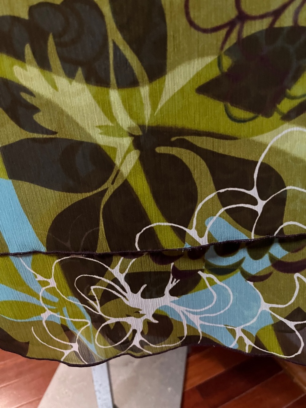 Womens A-Line Floral Wrap Skirt in Aqua & Olive - Picture 4 of 12